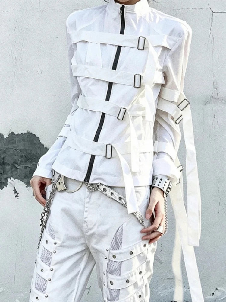 Mens PU Leather Jacket American Street Stand Collar Cropped Coat Harajuku Unisex Zip Up Buckle Design Vintage Casual Fashion New